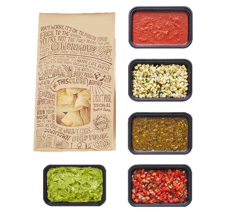 Chipotle chips and dips catering spread